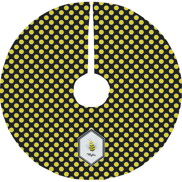 Custom Bee & Polka Dots Tree Skirt (Personalized)