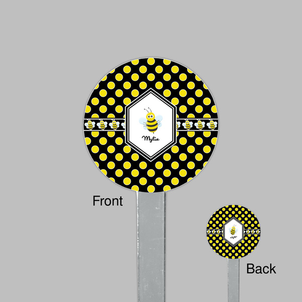 Bee & Polka Dots Clear Plastic 7" Stir Stick - Round - Front & Back