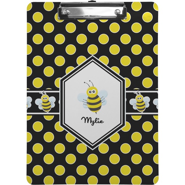 Custom Bee & Polka Dots Clipboard (Letter Size) (Personalized)