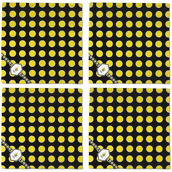Bee & Polka Dots Cloth Napkins - Personalized Dinner (APPROVAL) Set of 4