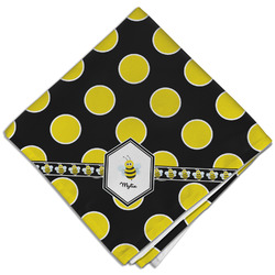 Bee & Polka Dots Cloth Dinner Napkin - Single w/ Name or Text