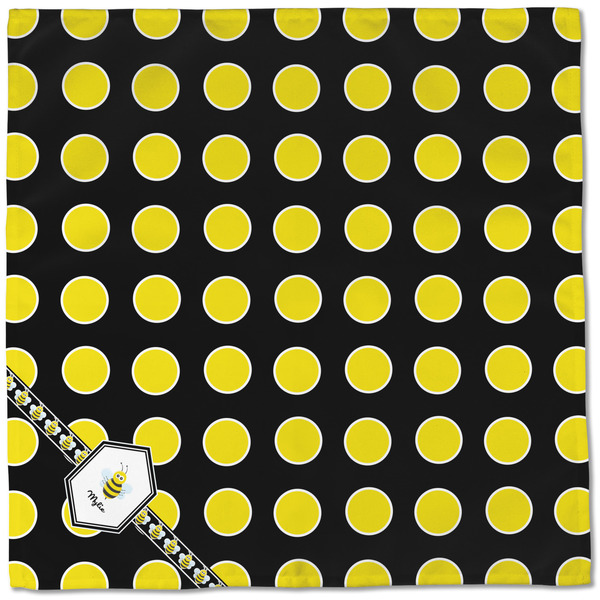 Bee & Polka Dots Cloth Napkins - Personalized Dinner (Full Open)