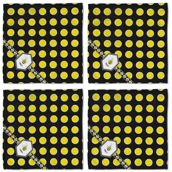 Bee & Polka Dots Cloth Napkins - Personalized Lunch (APPROVAL) Set of 4