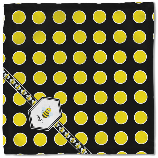 Bee & Polka Dots Cloth Napkins - Personalized Lunch (Single Full Open)