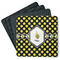 Bee & Polka Dots Square Rubber Backed Coasters - Set of 4 (Personalized)