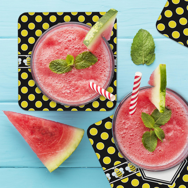 Bee & Polka Dots Coaster Set - LIFESTYLE