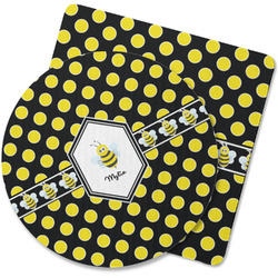 Bee & Polka Dots Rubber Backed Coaster (Personalized)