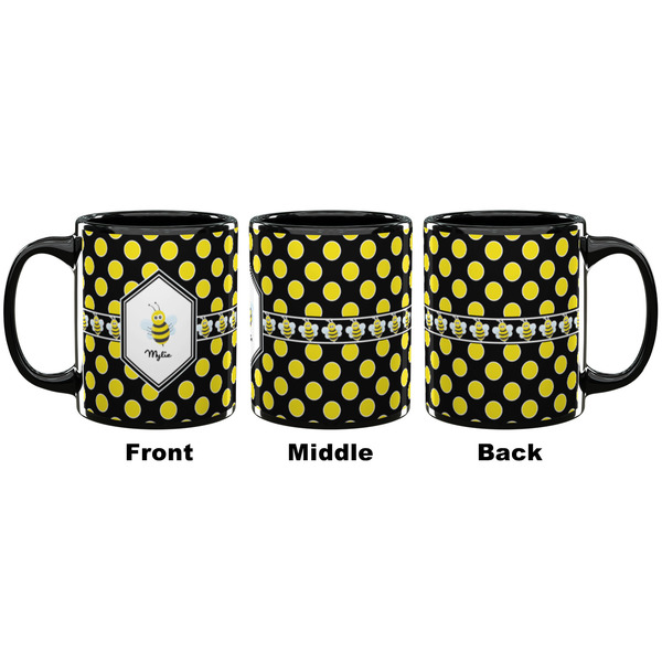 Bee & Polka Dots Coffee Mug - 11 oz - Black APPROVAL