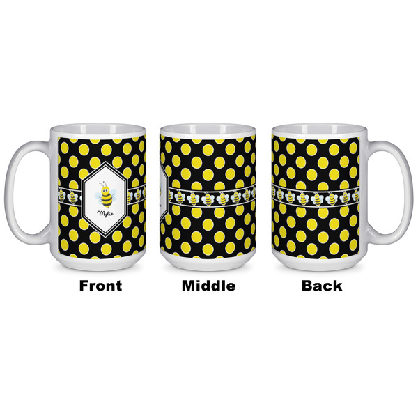 Bee & Polka Dots Coffee Mug - 15 oz - White APPROVAL