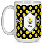 Bee & Polka Dots 15 Oz Coffee Mug - White (Personalized)