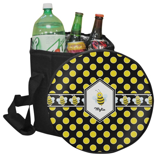 Custom Bee & Polka Dots Collapsible Cooler & Seat (Personalized)