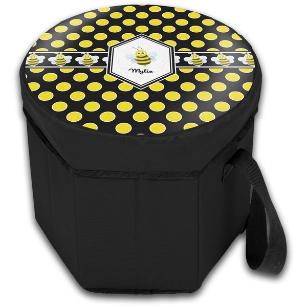 Bee & Polka Dots Collapsible Personalized Cooler & Seat (Closed)