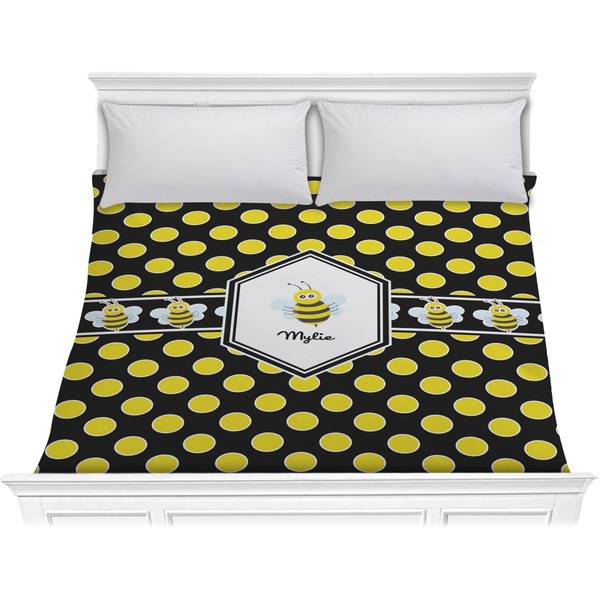 Custom Bee & Polka Dots Comforter - King (Personalized)