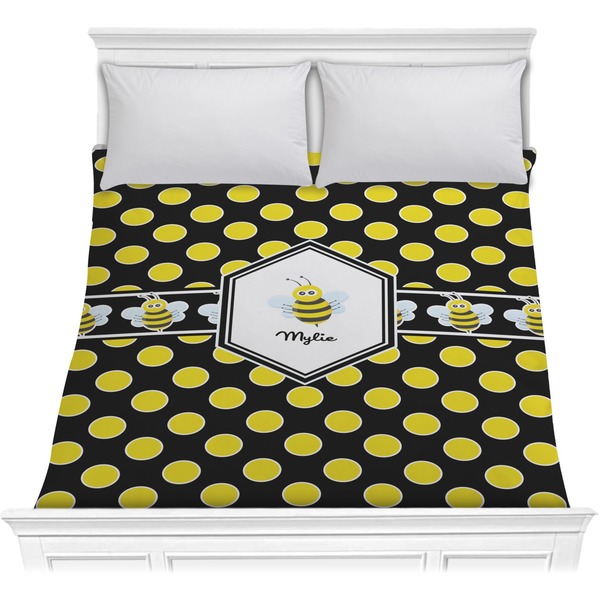 Custom Bee & Polka Dots Comforter - Full / Queen (Personalized)