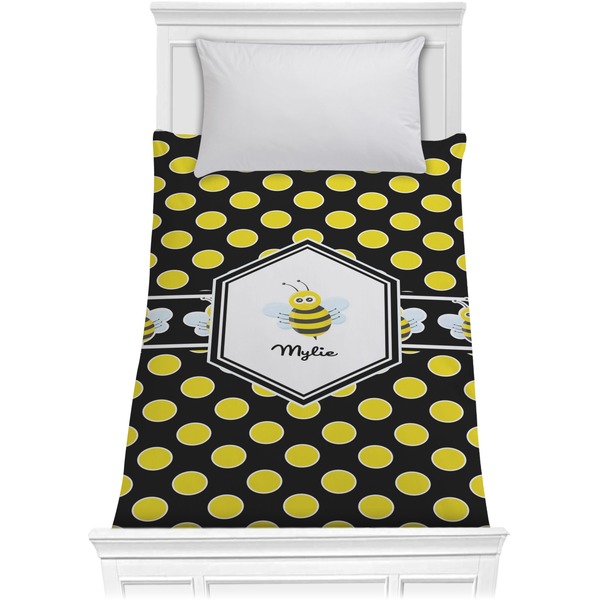 Custom Bee & Polka Dots Comforter - Twin XL (Personalized)