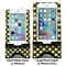 Bee & Polka Dots Compare Phone Stand Sizes - with iPhones