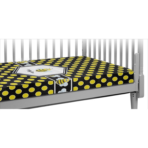 Custom Bee & Polka Dots Crib Fitted Sheet (Personalized)