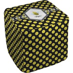 Bee & Polka Dots Cube Pouf Ottoman - 18" (Personalized)