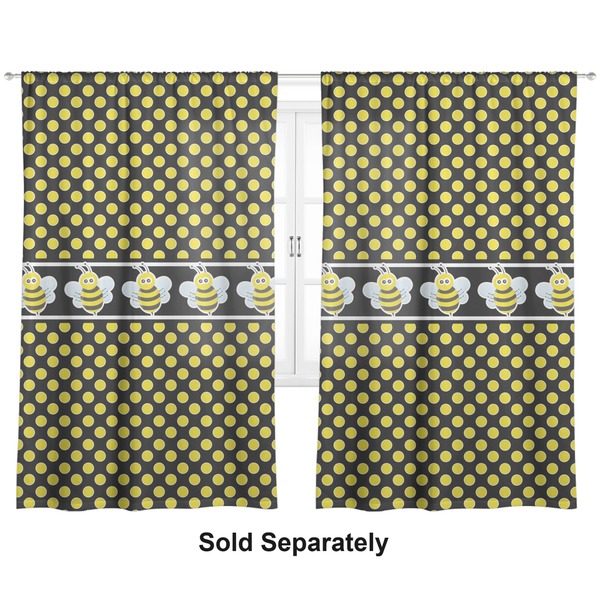 Custom Bee & Polka Dots Curtain Panel - Custom Size