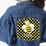 Bee & Polka Dots Twill Iron On Patch - Custom Shape - 3XL - Set of 4 (Personalized)