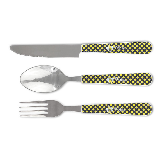 Custom Bee & Polka Dots Cutlery Set (Personalized)