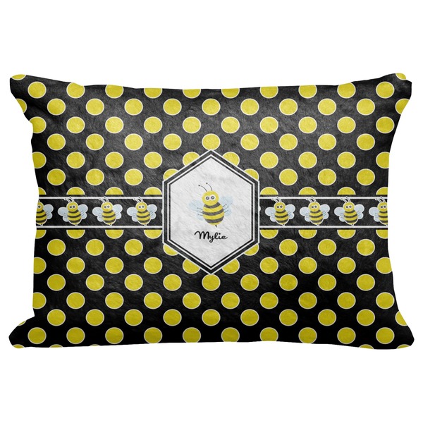 Custom Bee & Polka Dots Decorative Baby Pillowcase - 16"x12" (Personalized)