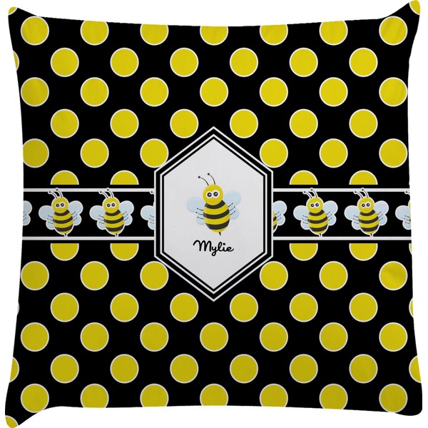 Custom Bee & Polka Dots Decorative Pillow Case (Personalized)