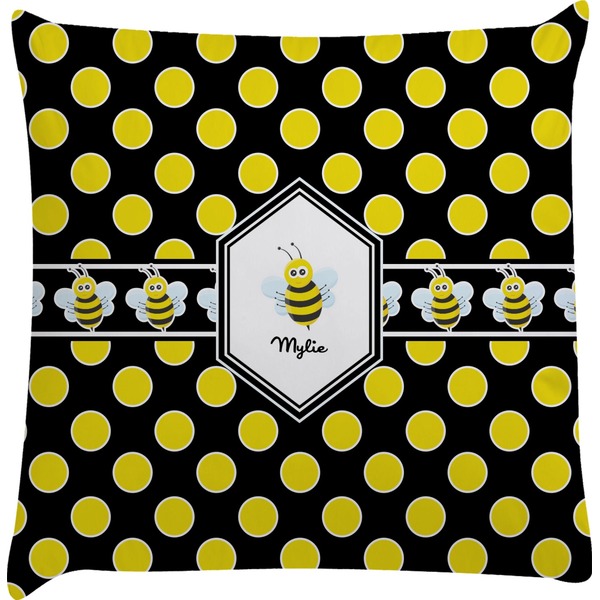 Custom Bee & Polka Dots Decorative Pillow Case (Personalized)