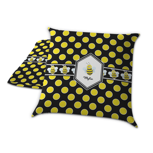 Bee & Polka Dots Decorative Pillow Case - TWO