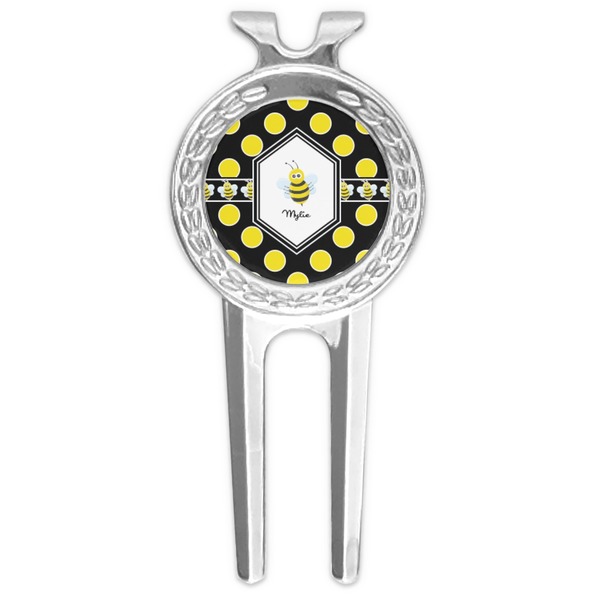 Custom Bee & Polka Dots Golf Divot Tool & Ball Marker (Personalized)