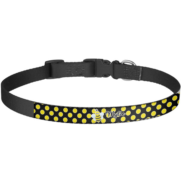 Custom Bee & Polka Dots Dog Collar - Large (Personalized)