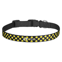 Bee & Polka Dots Dog Collar - Medium (Personalized)