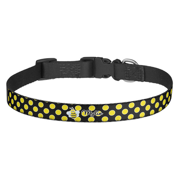 Custom Bee & Polka Dots Dog Collar - Medium (Personalized)