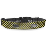 Bee & Polka Dots Deluxe Dog Collar - Double Extra Large (20.5" to 35") (Personalized)
