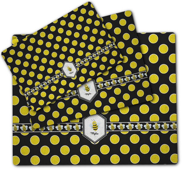 Bee & Polka Dots Dog Food Mat - MAIN (sm, med, lrg)
