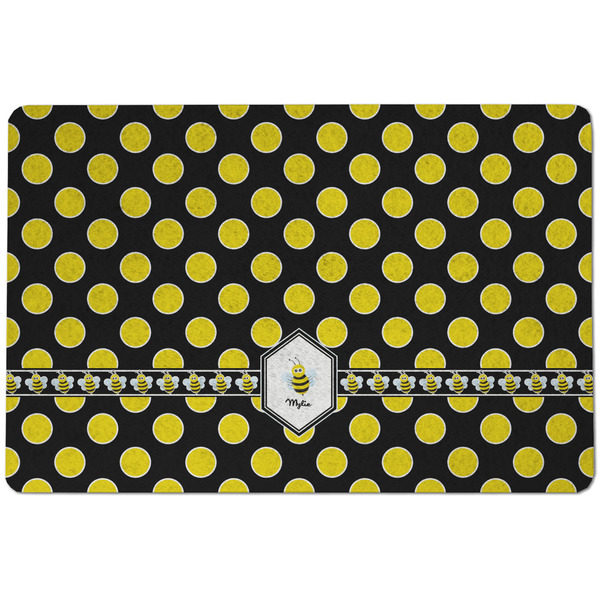 Bee & Polka Dots Dog Food Mat - Small without bowls