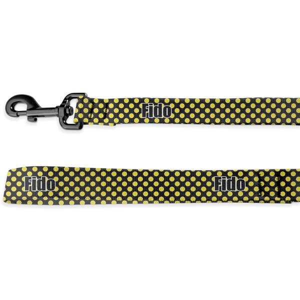 Custom Bee & Polka Dots Deluxe Dog Leash - 4 ft (Personalized)