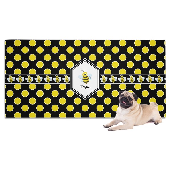 Custom Bee & Polka Dots Dog Towel (Personalized)
