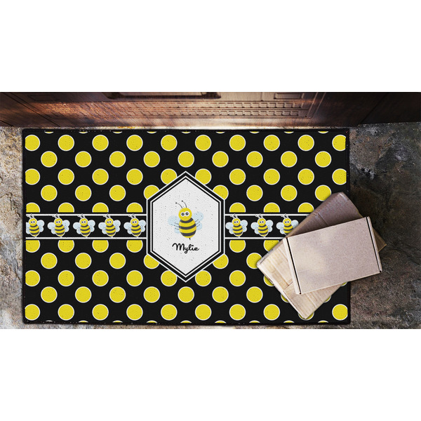 Bee & Polka Dots Door Mat - LIFESTYLE (Lrg)