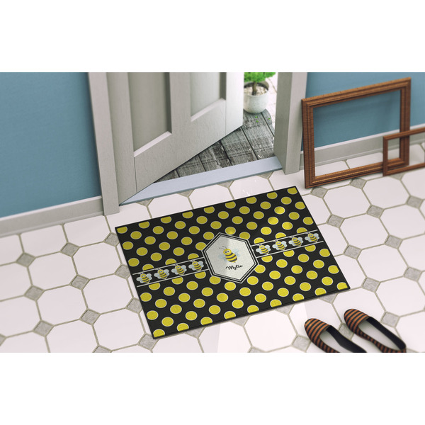 Bee & Polka Dots Door Mat Lifestyle