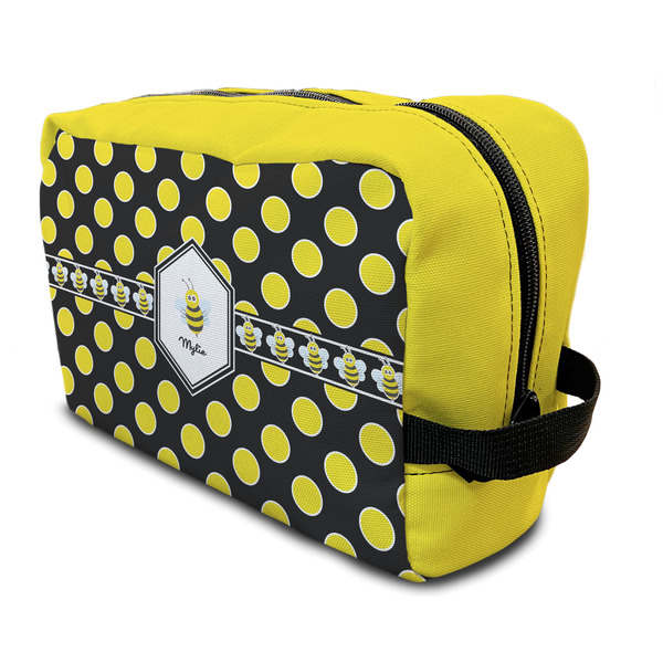 Custom Bee & Polka Dots Toiletry Bag / Dopp Kit (Personalized)