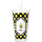 Bee & Polka Dots Double Wall Tumbler with Straw (Personalized)