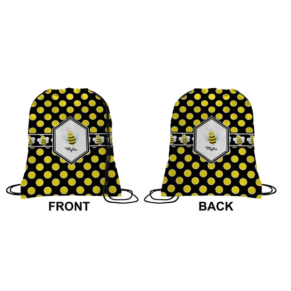 Bee & Polka Dots Drawstring Backpack Front & Back Small