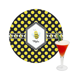 Bee & Polka Dots Printed Drink Topper -  2.5" (Personalized)