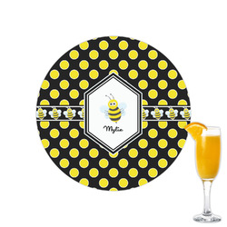 Bee & Polka Dots Printed Drink Topper - 2.15" (Personalized)