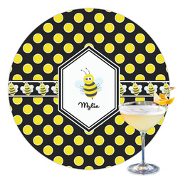 Bee & Polka Dots Printed Drink Topper - 3.5" (Personalized)