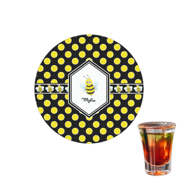 Custom Bee & Polka Dots Printed Drink Topper - 1.5" (Personalized)