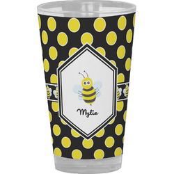 Bee & Polka Dots Pint Glass - Full Color (Personalized)