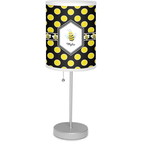 Custom Bee & Polka Dots Lamp with Drum Shade (Personalized)