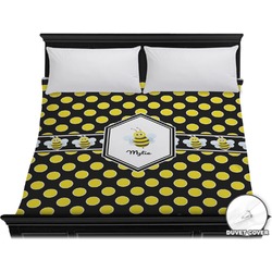 Bee & Polka Dots Duvet Cover - King (Personalized)